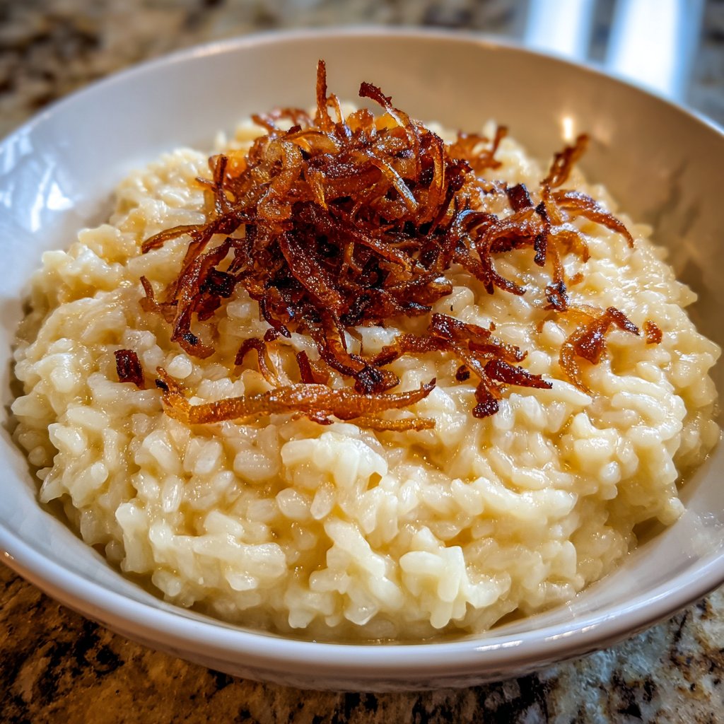 Parmesan Risotto with Crispy Shallots