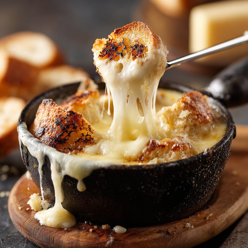 Fondue with Swiss Cheese and Garlic