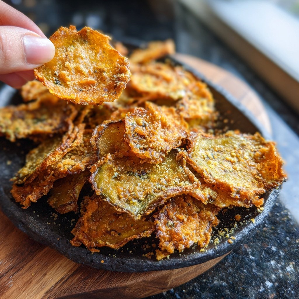 Crispy Eggplant Garlic Chips