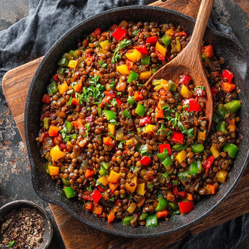 Roasted Veggie Lentil Skillet