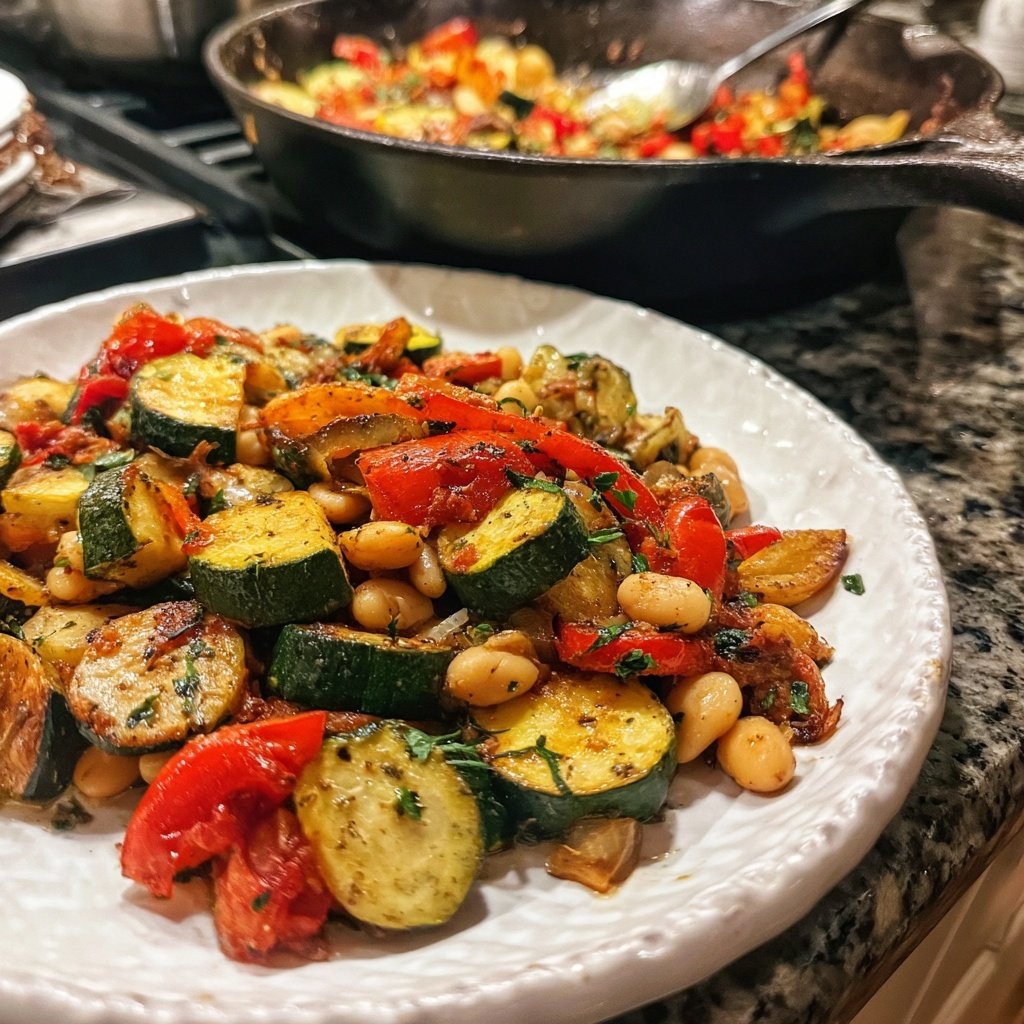 Roasted Veggie White Bean Skillet
