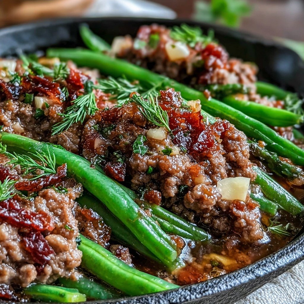 Hamburger Meat And Green Bean Skillet