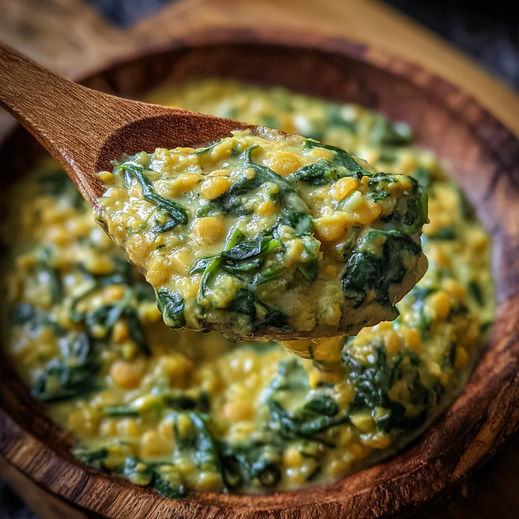 Creamy Garlic Spinach Lentils