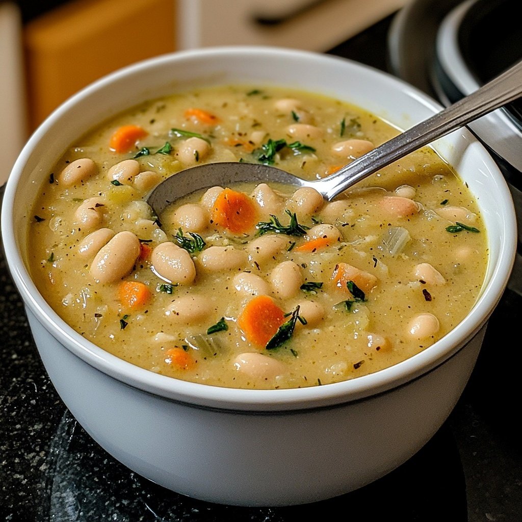 Healthy Crockpot White Bean Soup